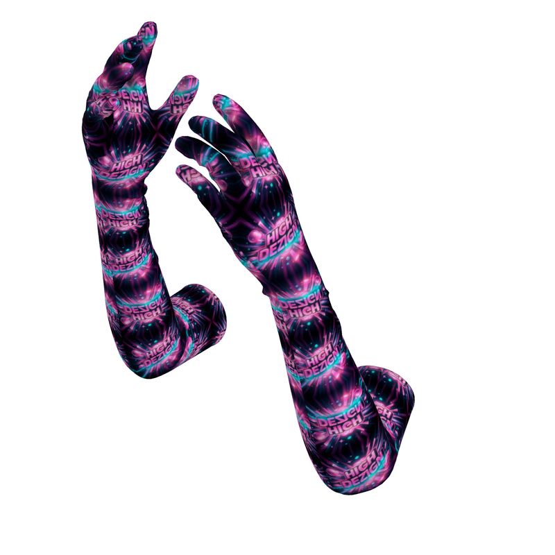Cosmic Wave Sleeves – Designer Long Gloves in Crushed Velour