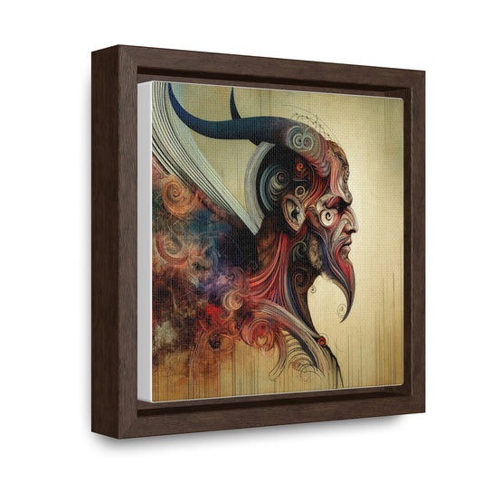 HighDezign Eternal Grace – Square Gallery-Wrap Canvas Print (Surreal Fantasy Horned Figure Art)