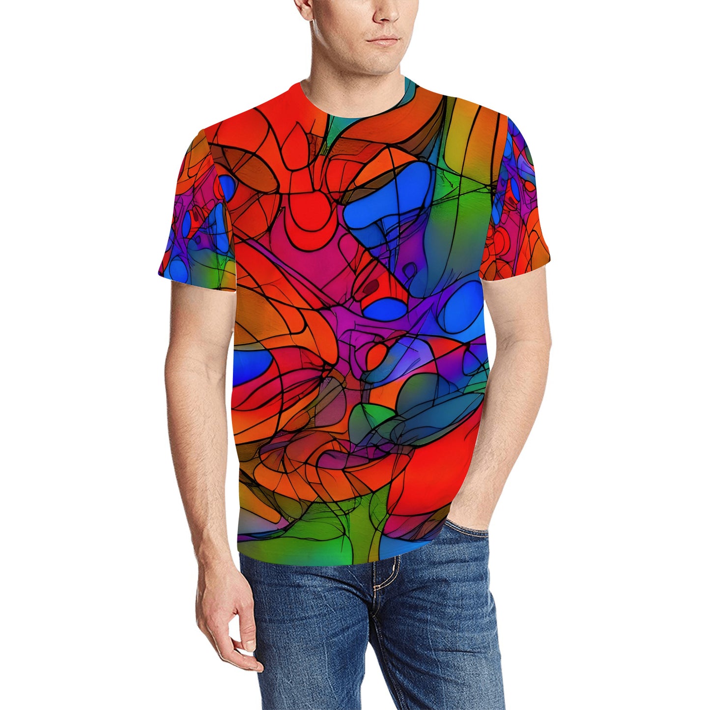 Mitch Cup Men’s All-Over Print T-shirt – Bold Abstract Graphic Tee (USA Made)