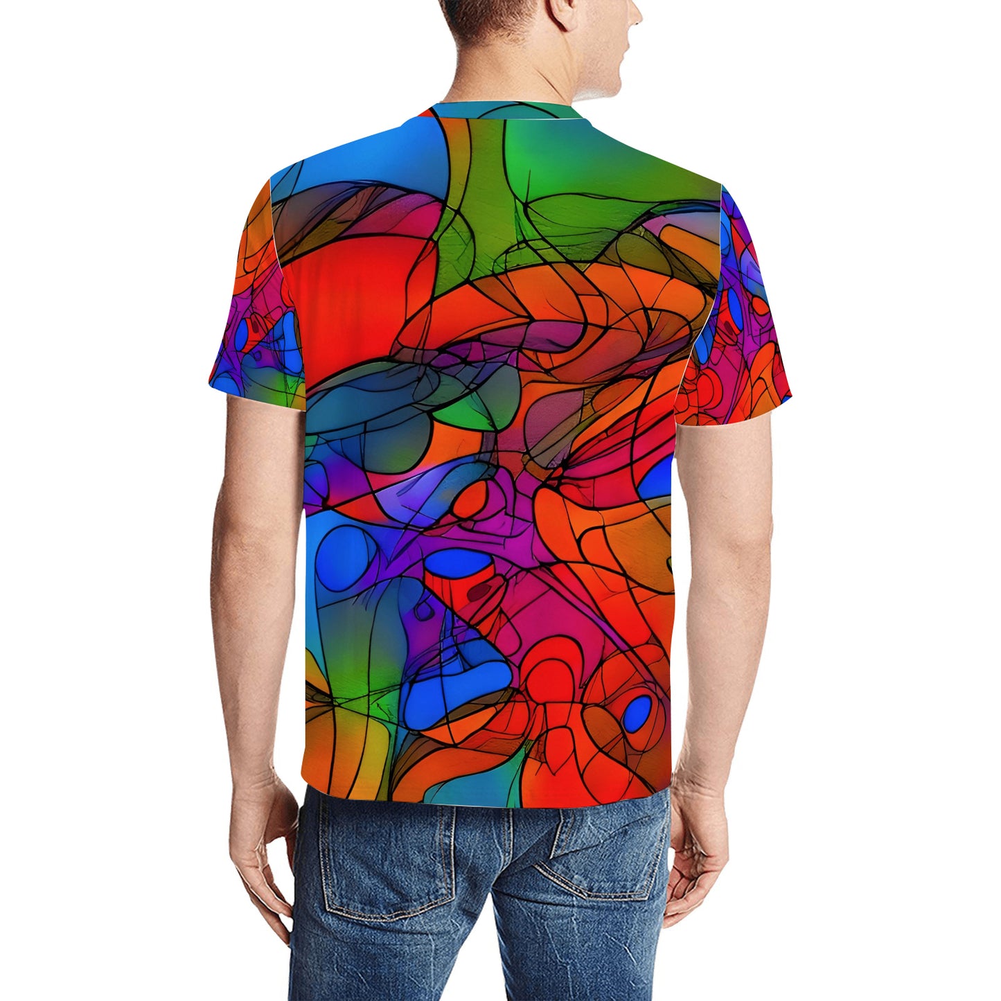 Mitch Cup Men’s All-Over Print T-shirt – Bold Abstract Graphic Tee (USA Made)