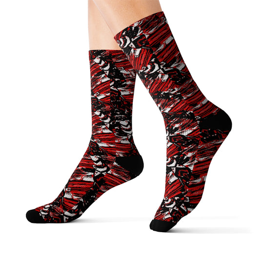 Crimson Clash Socks – Sublimation Print with Cushioned Bottoms | Unisex Fit