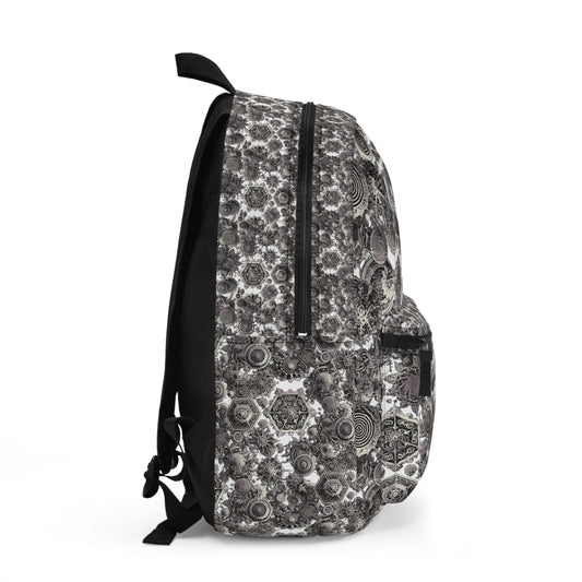 Monochrome Mandala Backpack – Waterproof, Lightweight & Stylish