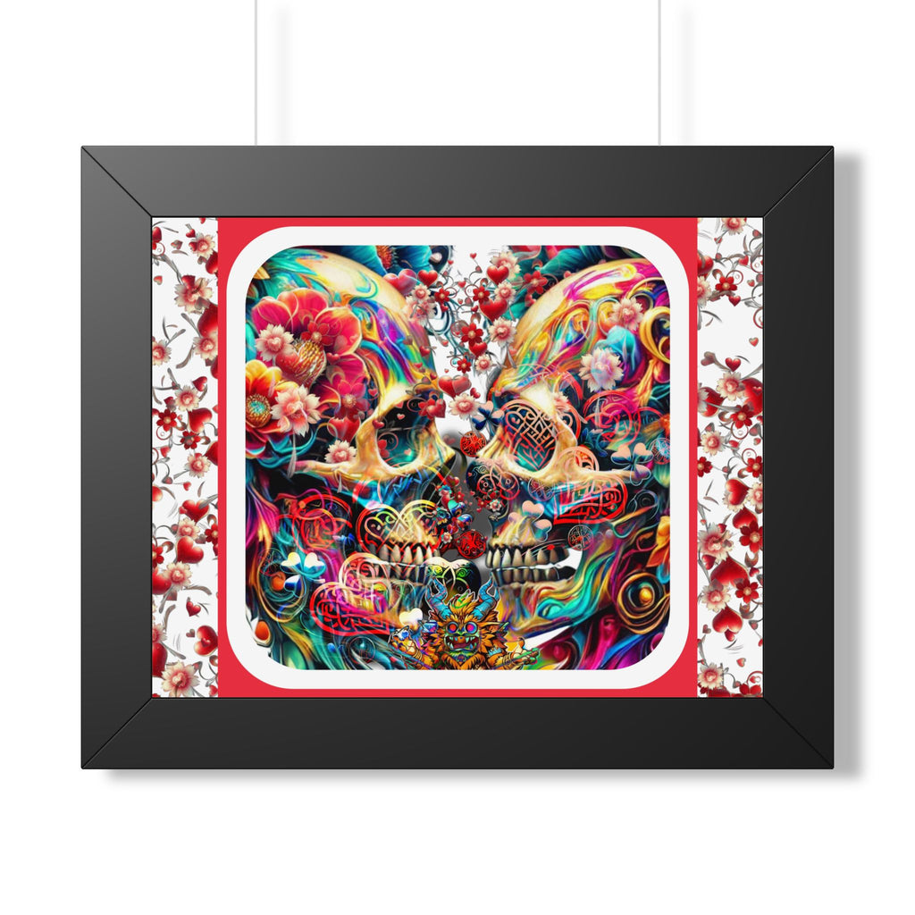 Framed Poster — Colorful Day of the Dead Sugar Skull Art Print