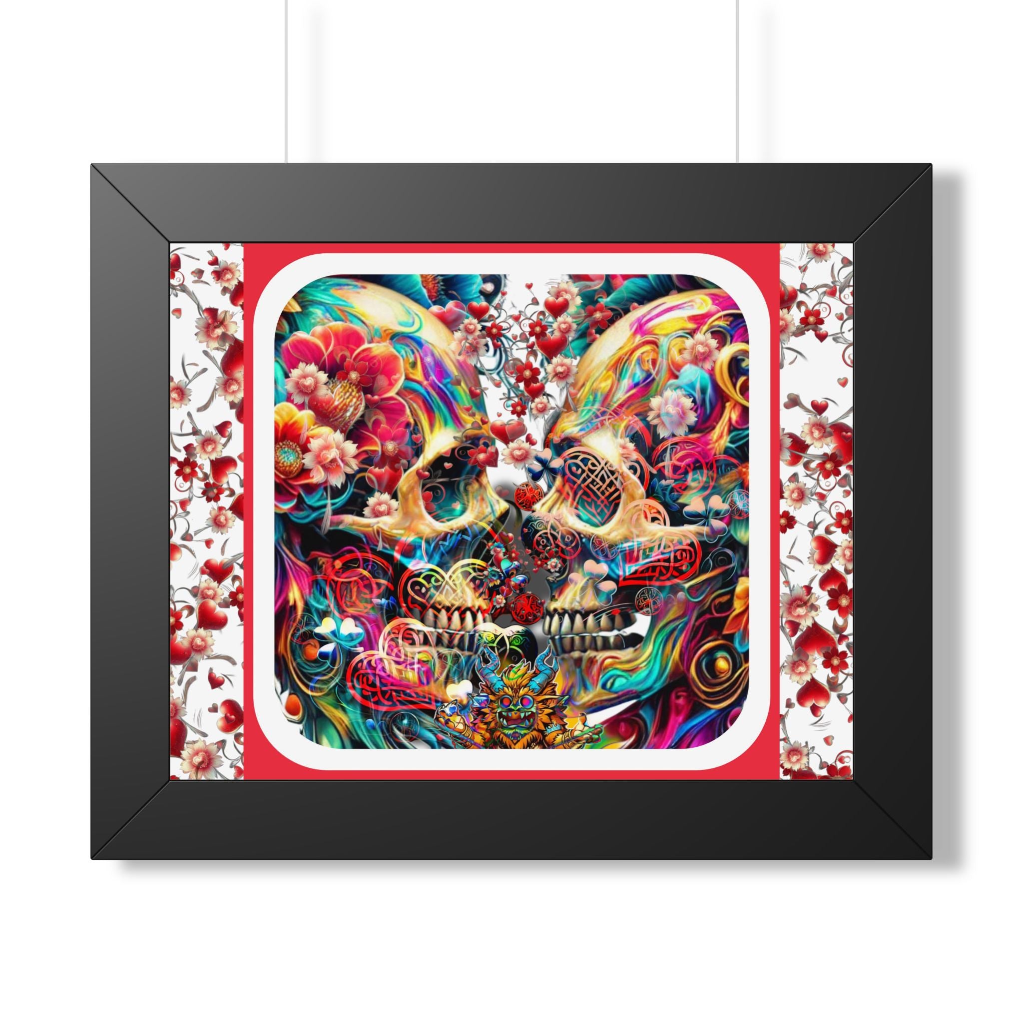Framed Poster — Colorful Day of the Dead Sugar Skull Art Print