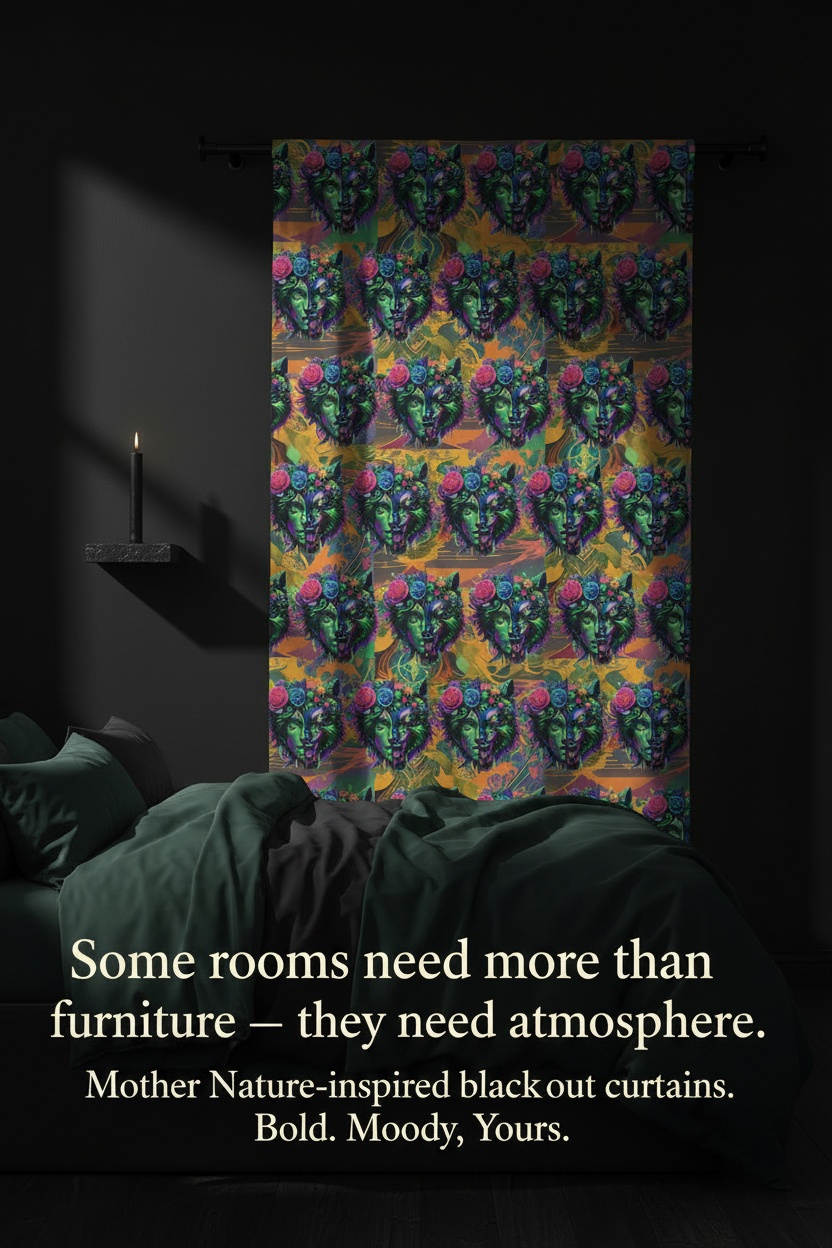 Colorful patterned fabric hanging on a dark wall