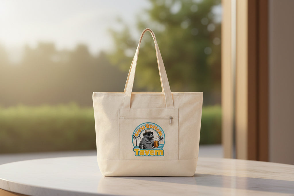 Tote Bag - 'Glass Bottom Tavern' Seal Beach Beachy Canvas Tote