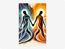 Duality Embrace – Abstract Soulmate Art Print