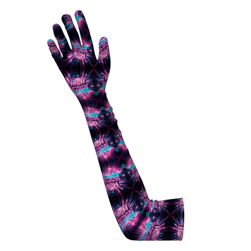 Cosmic Wave Sleeves – Designer Long Gloves in Crushed Velour