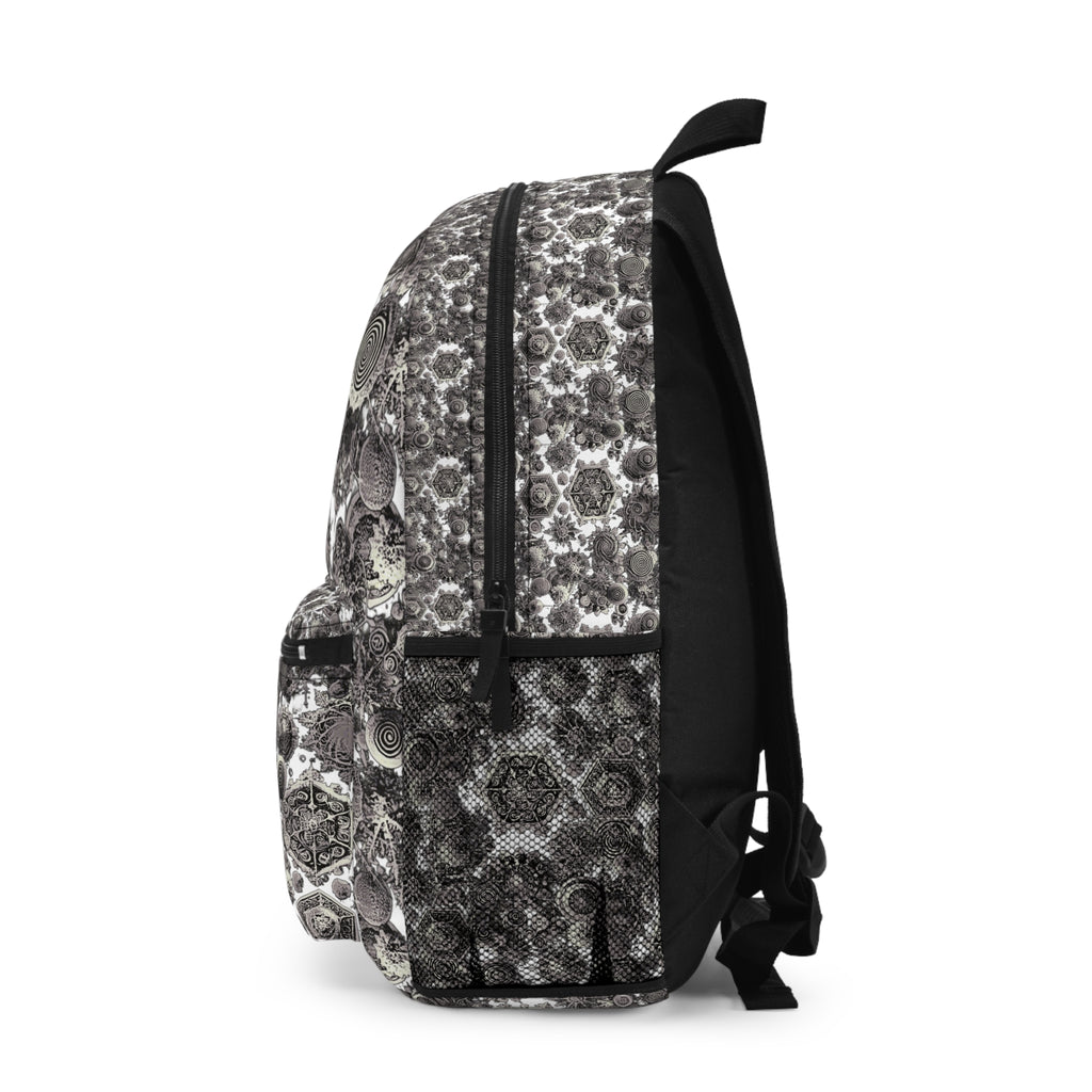 Monochrome Mandala Backpack – Waterproof, Lightweight & Stylish