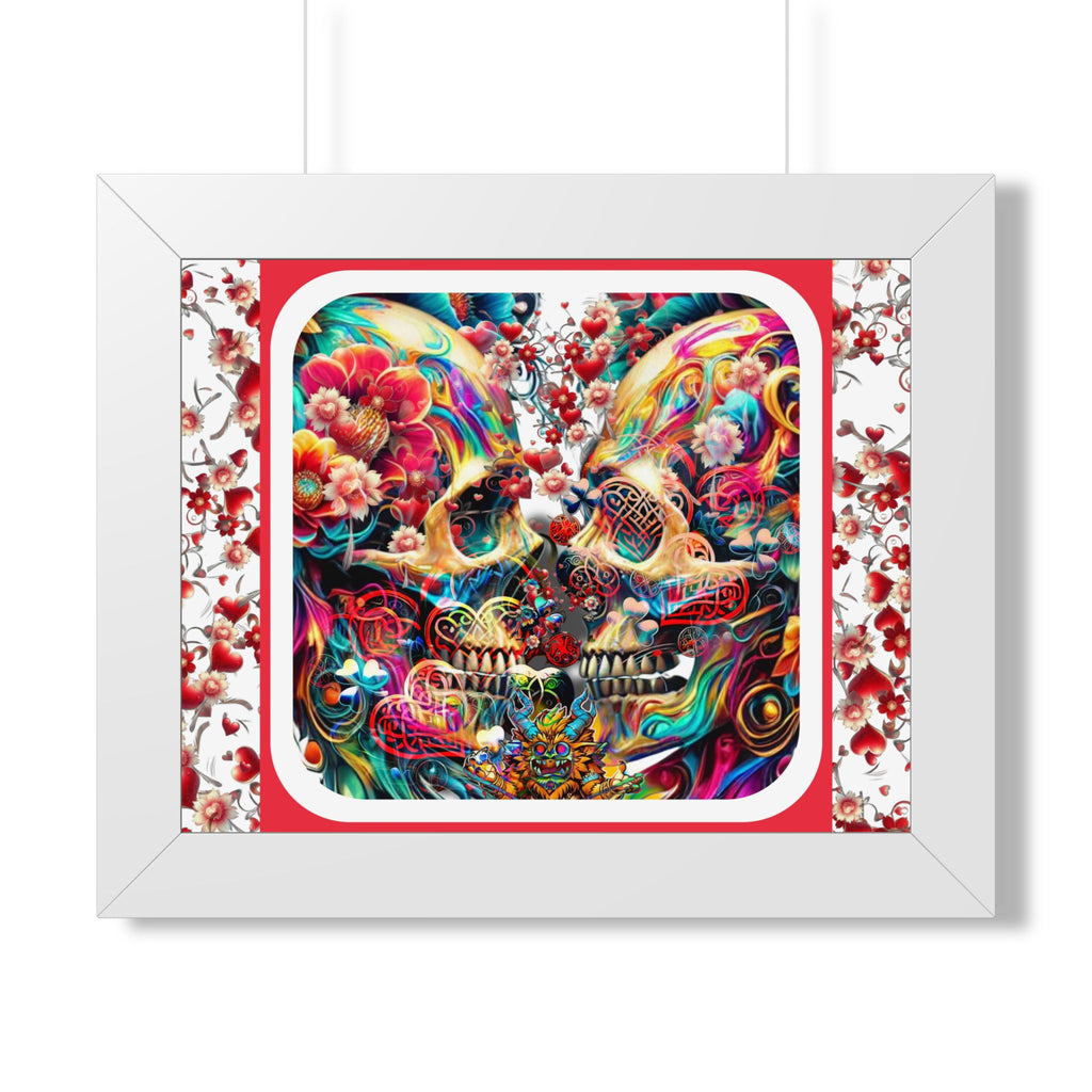 Framed Poster — Colorful Day of the Dead Sugar Skull Art Print