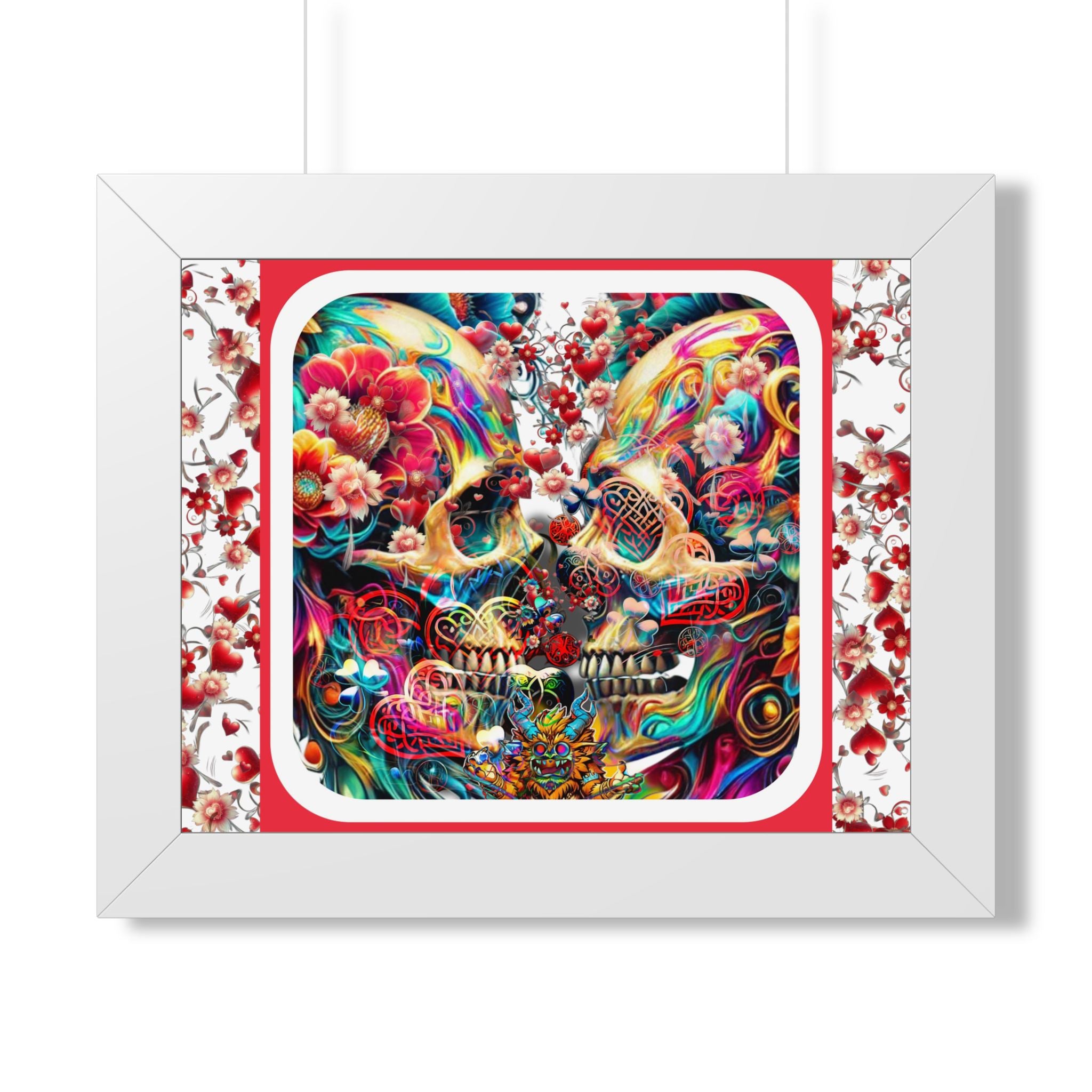 Framed Poster — Colorful Day of the Dead Sugar Skull Art Print