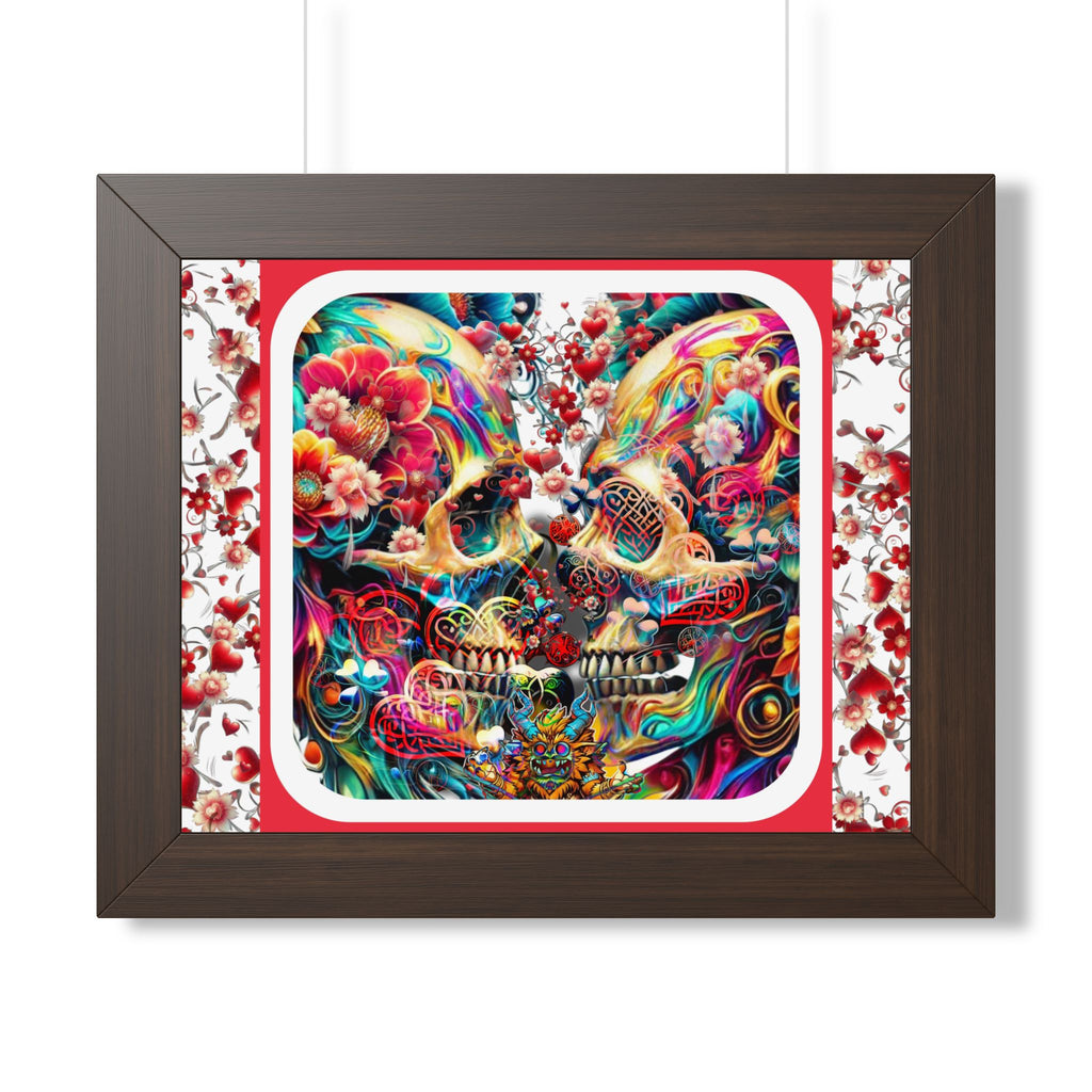 Framed Poster — Colorful Day of the Dead Sugar Skull Art Print