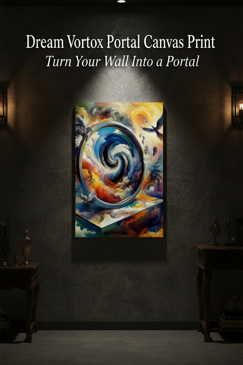 Abstract painting of a swirling design on a dark wall