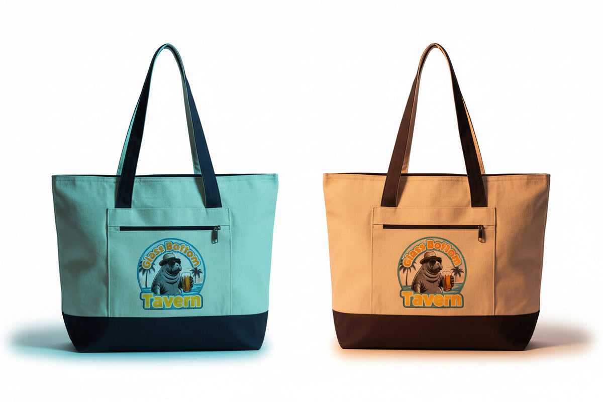 Tote Bag - 'Glass Bottom Tavern' Seal Beach Beachy Canvas Tote