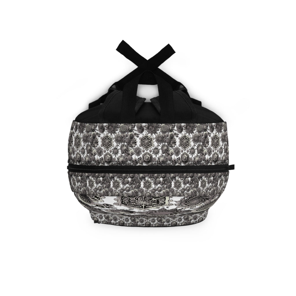 Monochrome Mandala Backpack – Waterproof, Lightweight & Stylish