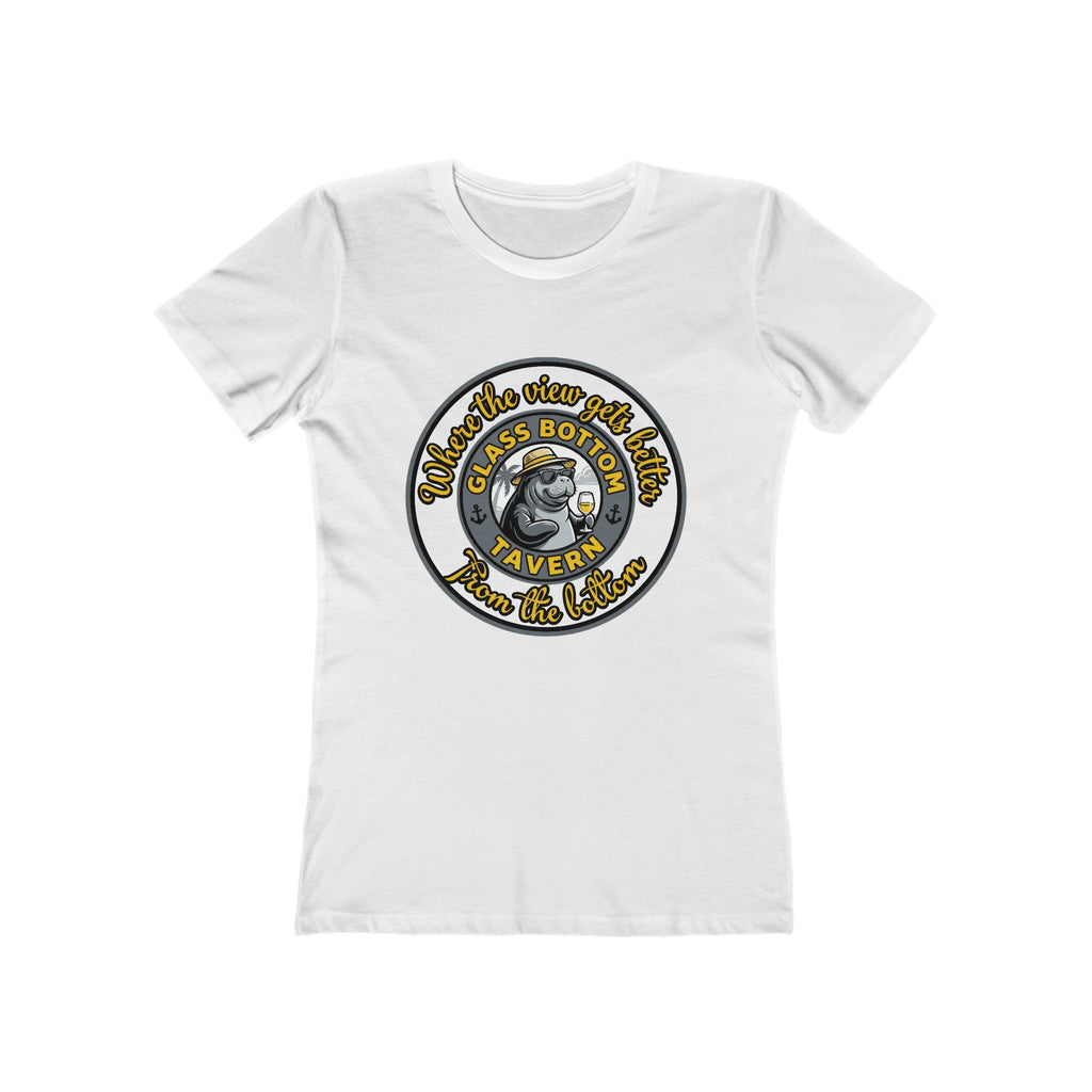 Boyfriend Tee — Vintage Glass Bottom Tavern Bar Logo T‑Shirt for Women