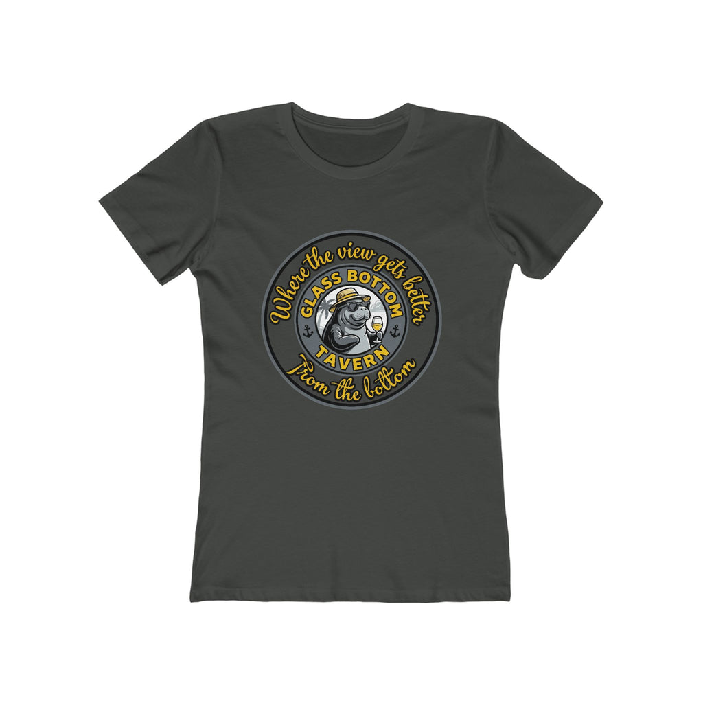 Boyfriend Tee — Vintage Glass Bottom Tavern Bar Logo T‑Shirt for Women