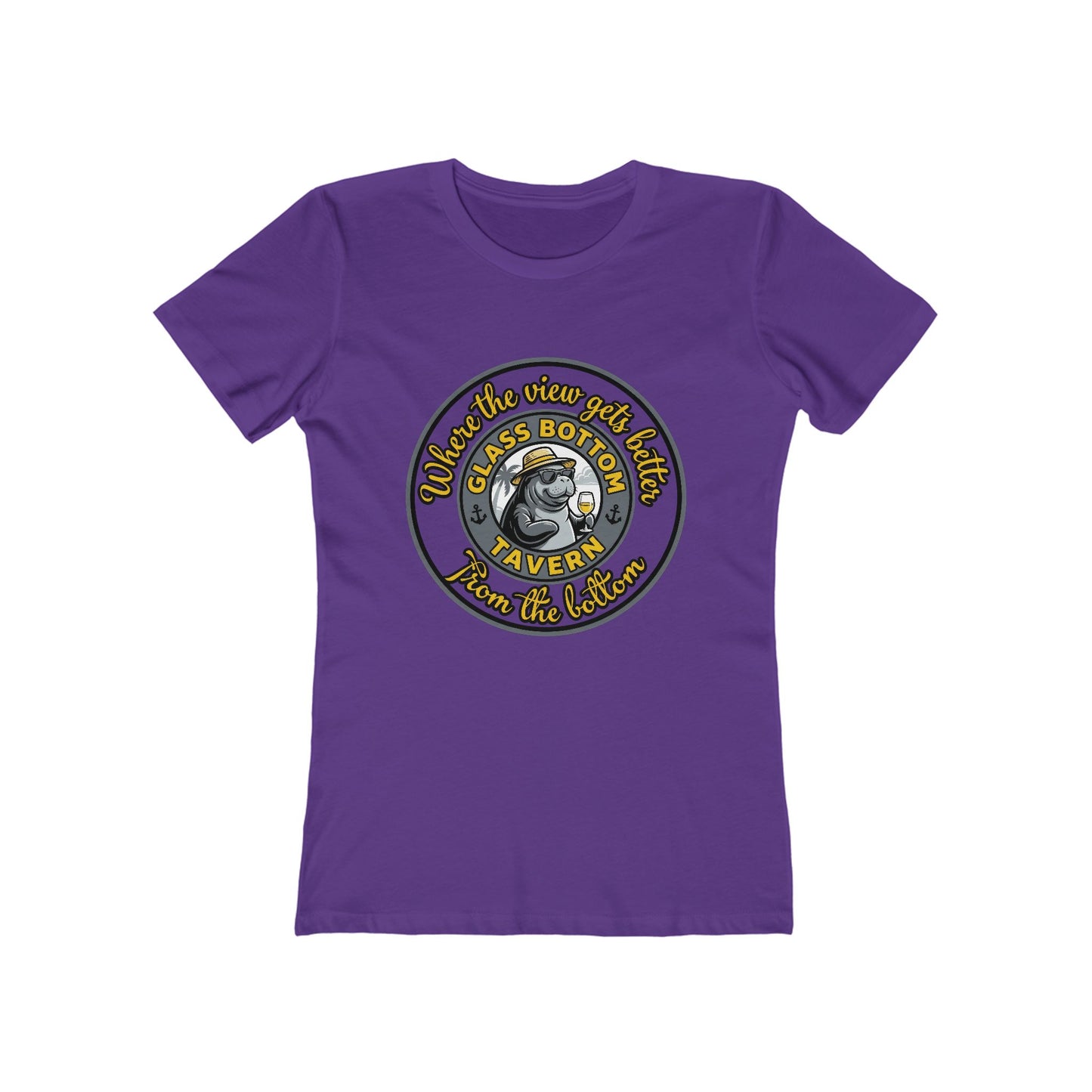Boyfriend Tee — Vintage Glass Bottom Tavern Bar Logo T‑Shirt for Women
