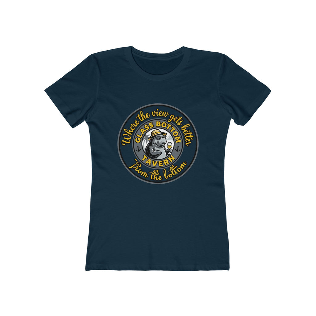 Boyfriend Tee — Vintage Glass Bottom Tavern Bar Logo T‑Shirt for Women