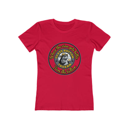 Boyfriend Tee — Vintage Glass Bottom Tavern Bar Logo T‑Shirt for Women