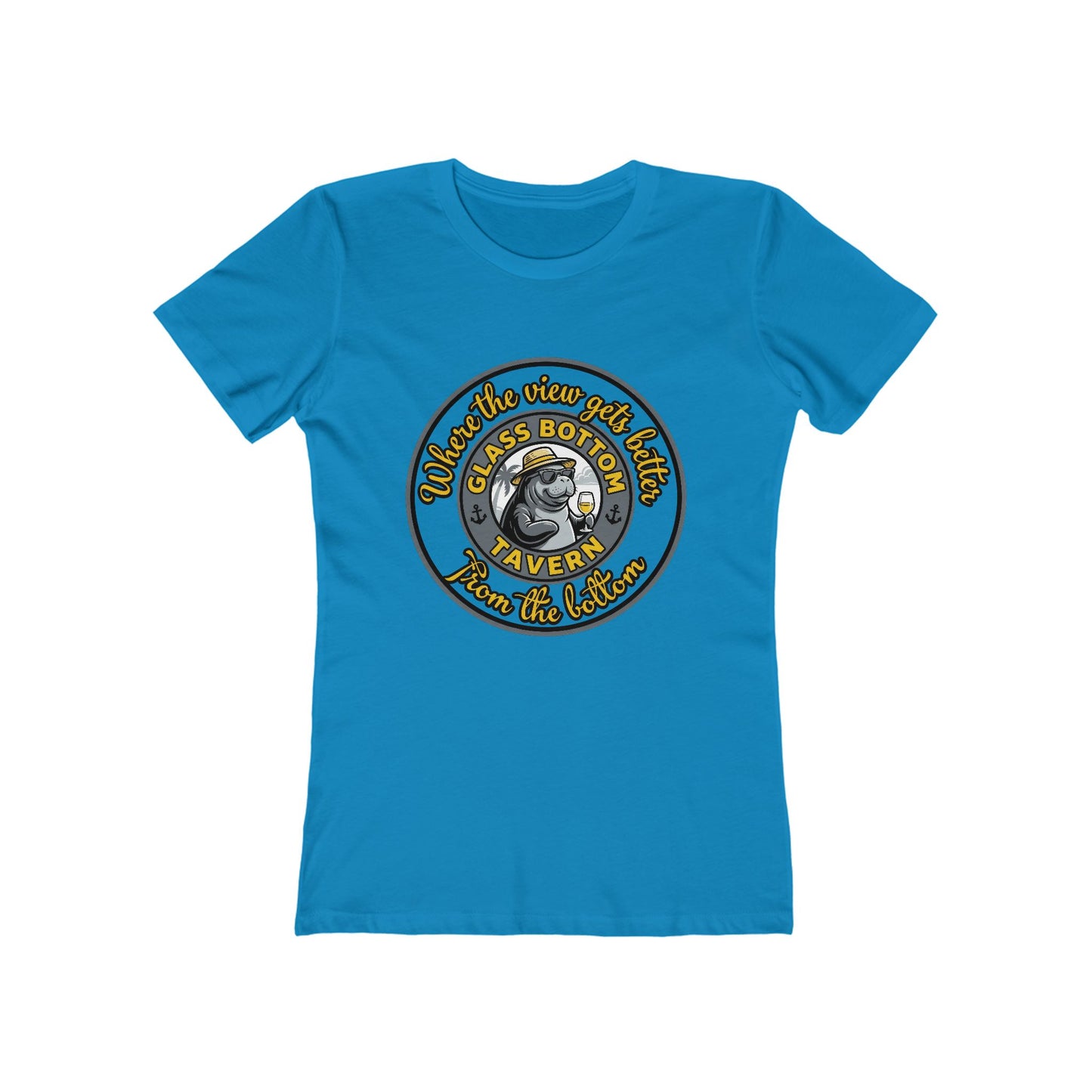 Boyfriend Tee — Vintage Glass Bottom Tavern Bar Logo T‑Shirt for Women