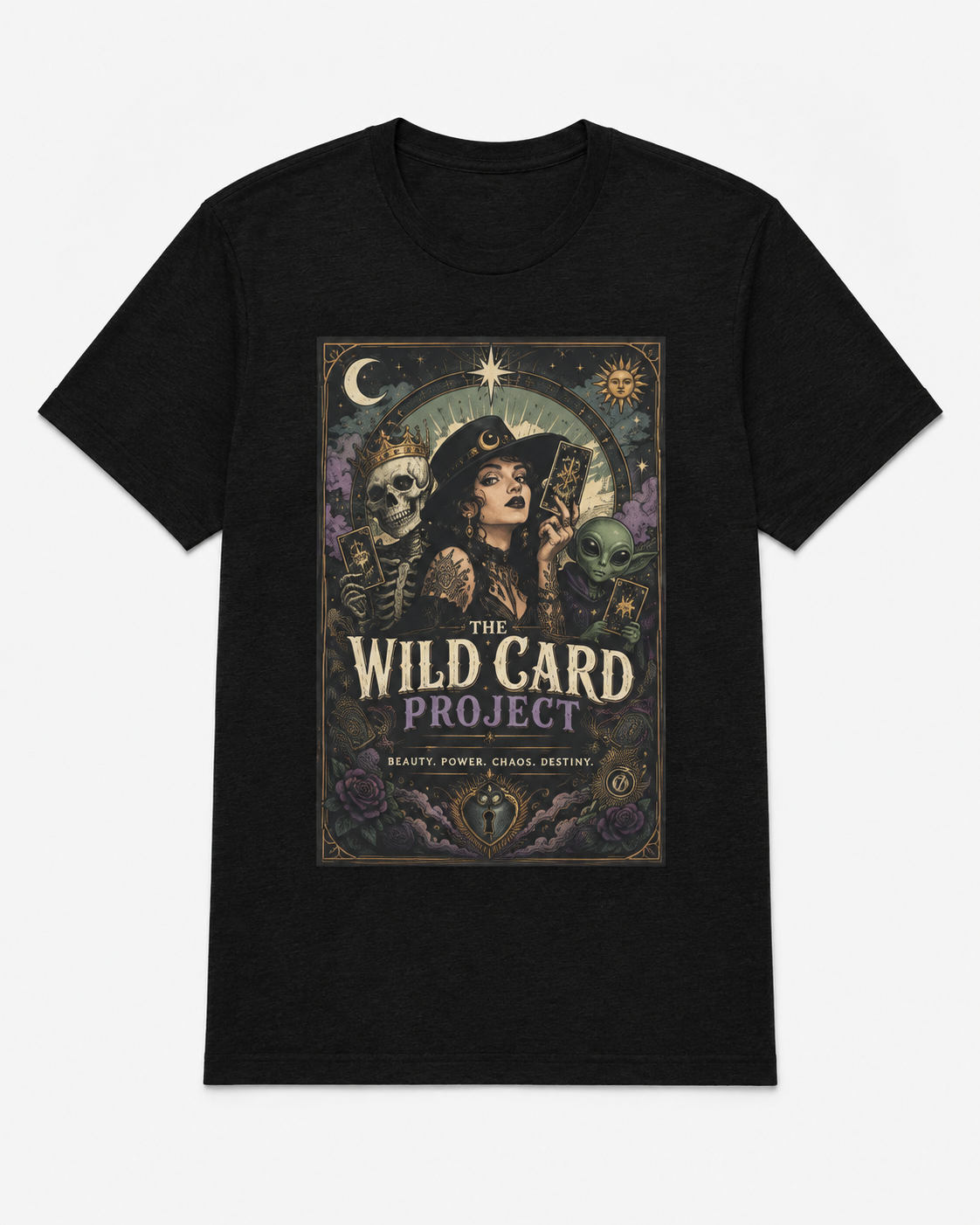 The Wild Card Project Tee – Cosmic Gothic Graphic T-Shirt