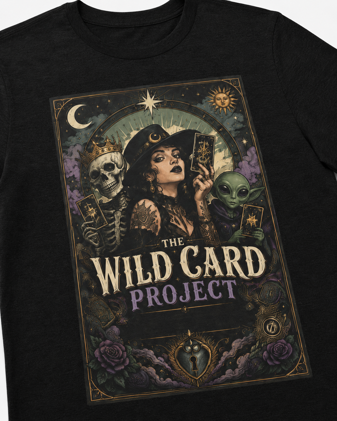 The Wild Card Project Tee – Cosmic Gothic Graphic T-Shirt