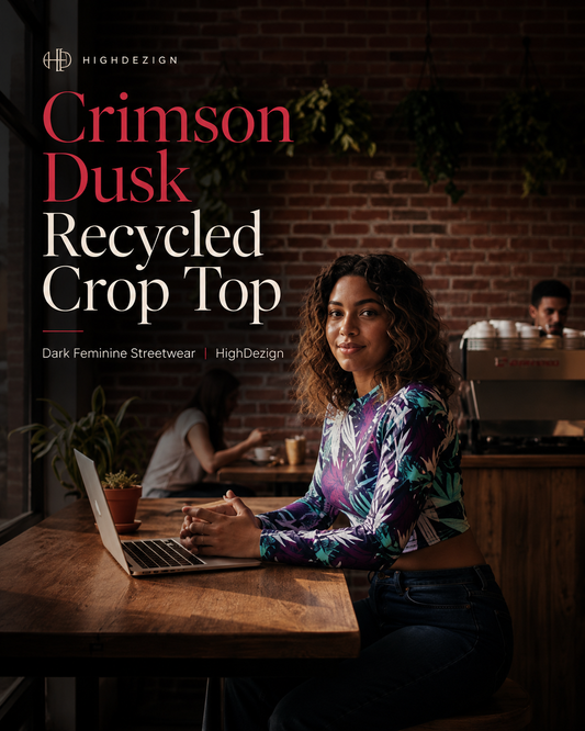 Crimson Dusk Recycled Crop Top – Dark Feminine Streetwear | HighDezign