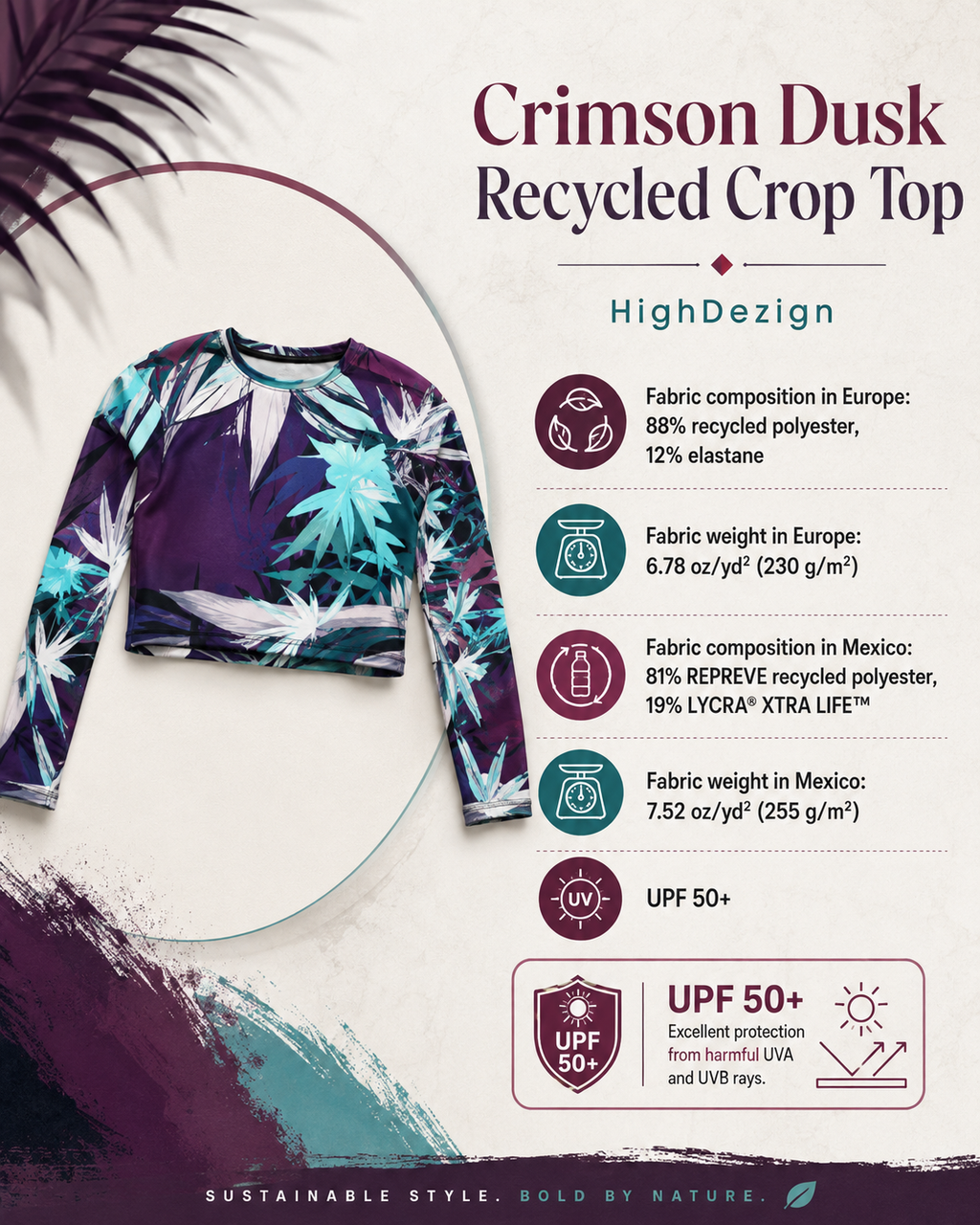 Crimson Dusk Recycled Crop Top – Dark Feminine Streetwear | HighDezign