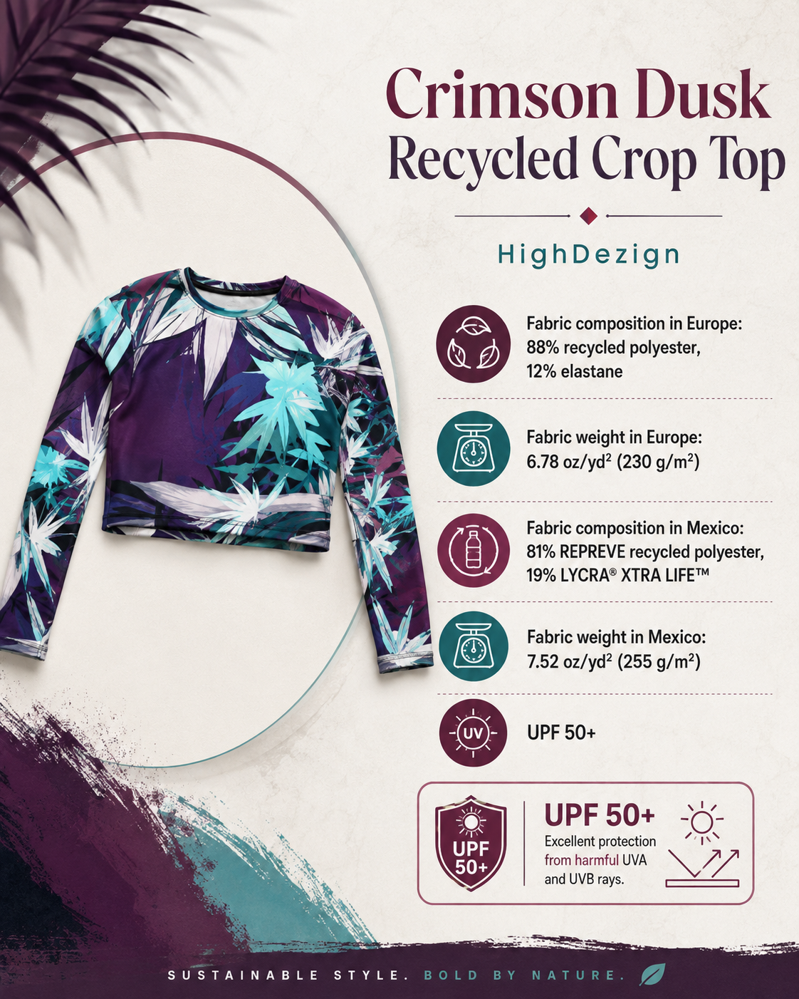 Crimson Dusk Recycled Crop Top – Dark Feminine Streetwear | HighDezign