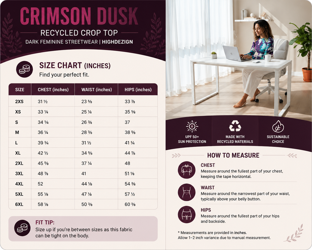 Crimson Dusk Recycled Crop Top – Dark Feminine Streetwear | HighDezign