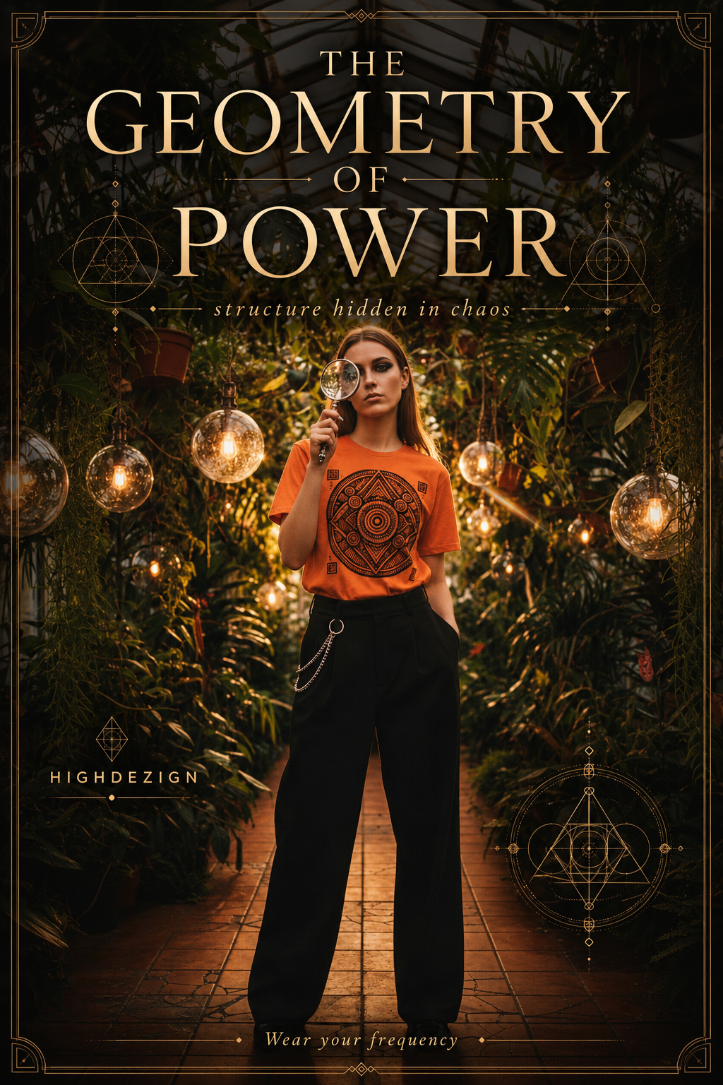 Book cover of 'The Geometry of Power' with a person holding a glass in a decorated room.