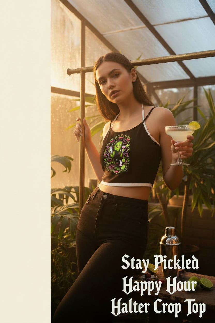 Woman holding a cocktail in a greenhouse setting