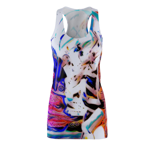 Electric Muse Racerback Dress – Abstract Art Print | Lightweight & Stylish Fit