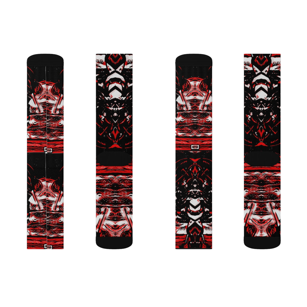 Red Static Sublimation Socks – Cushioned & Stylish | Unisex Fit