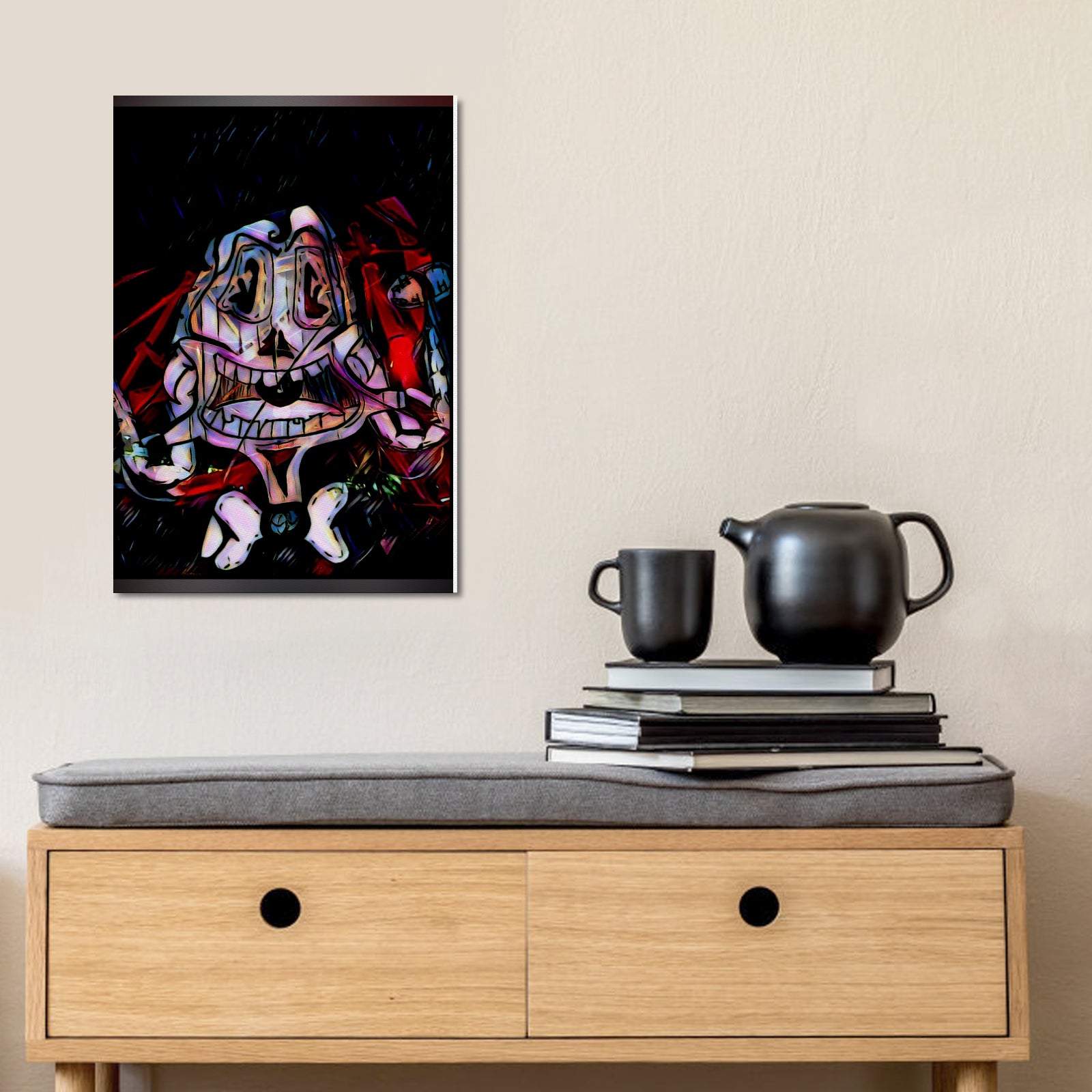 Skull Symmetry Canvas Print – 11"x14" Abstract Wall Art | Gothic Home Decor