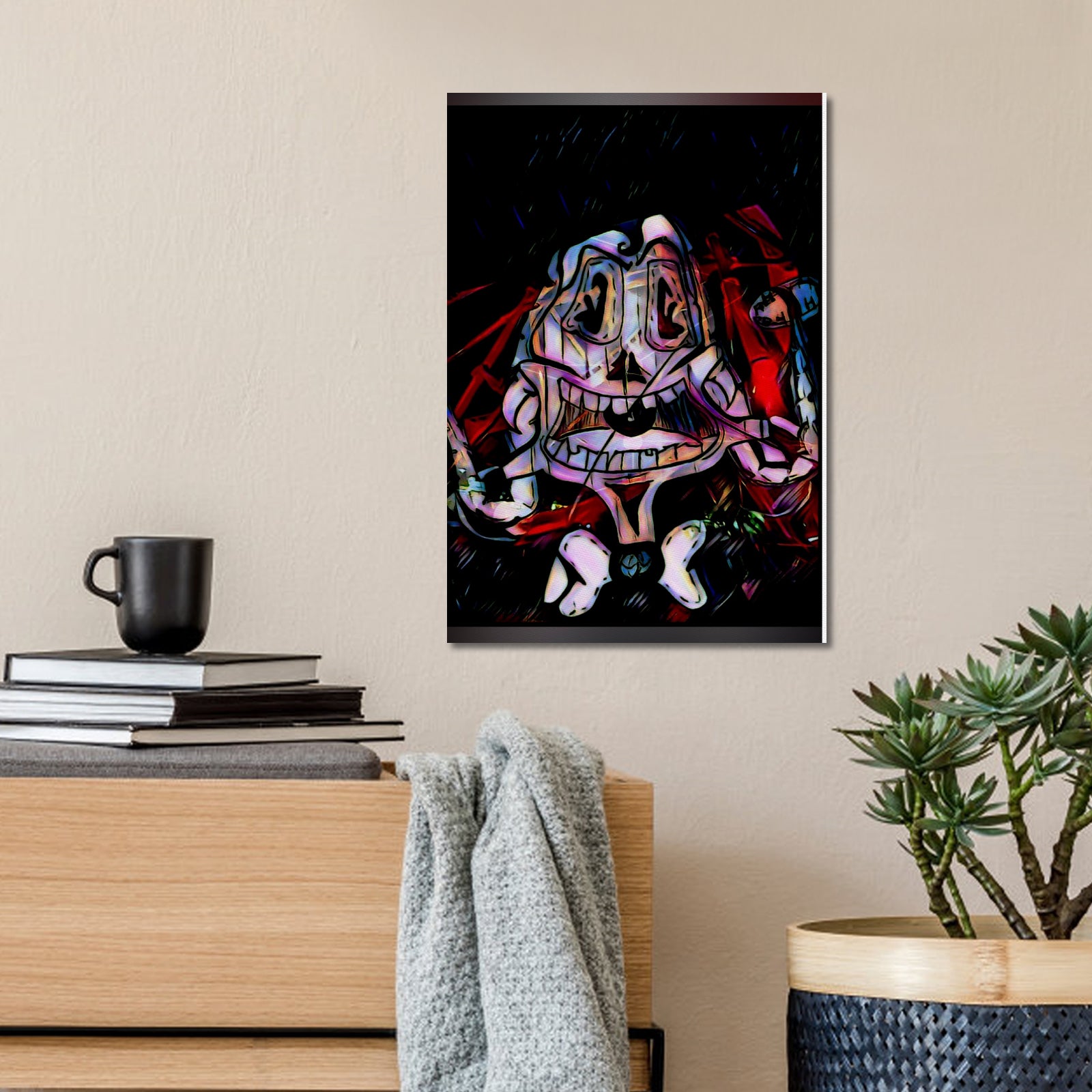 Skull Symmetry Canvas Print – 11"x14" Abstract Wall Art | Gothic Home Decor