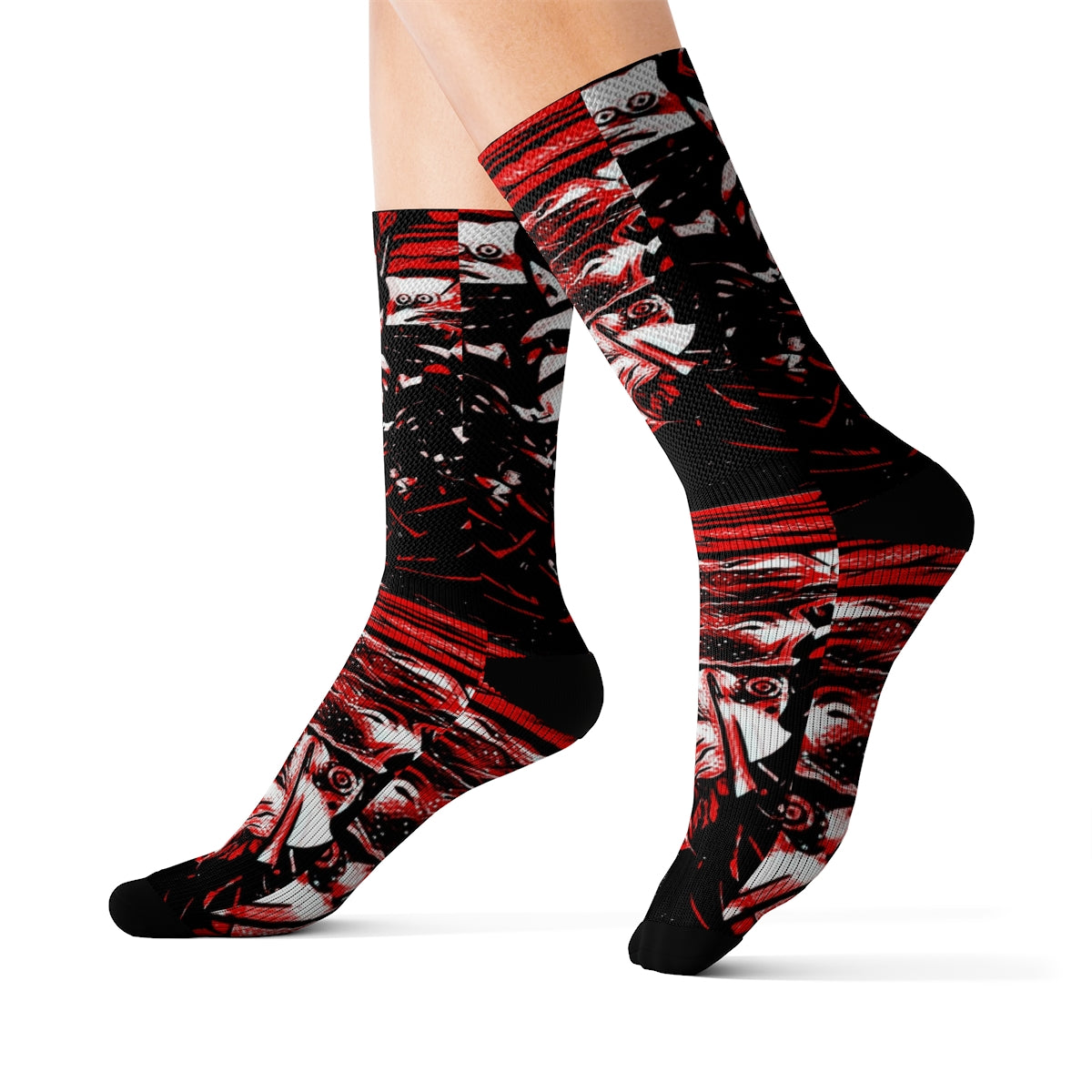 Red Static Sublimation Socks – Cushioned & Stylish | Unisex Fit