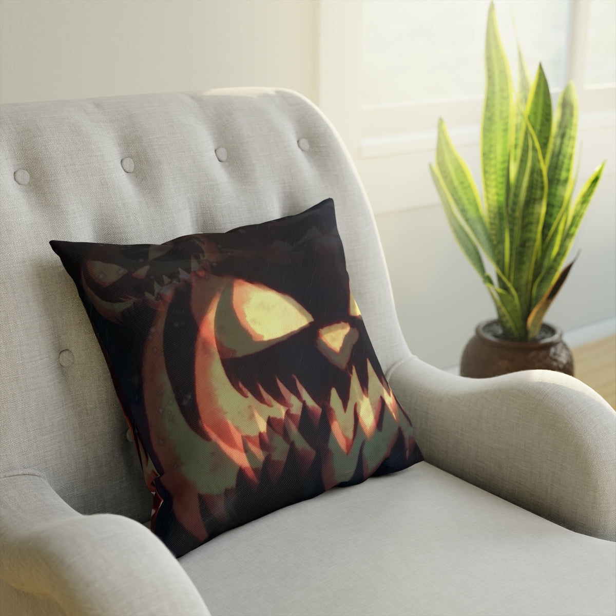 Pumpkin Grin Halloween Cushion – 100% Cotton Drill | Double-Sided Print
