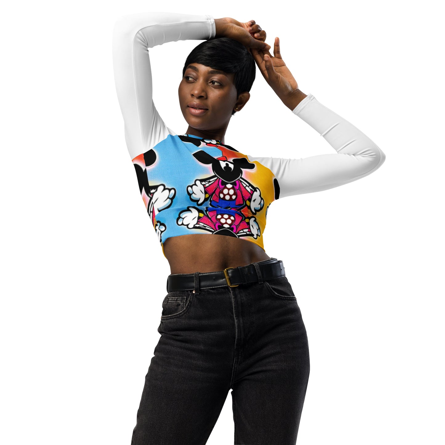 Recycled long-sleeve crop top