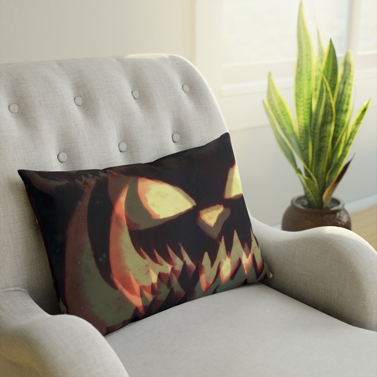 Pumpkin Grin Halloween Cushion – 100% Cotton Drill | Double-Sided Print